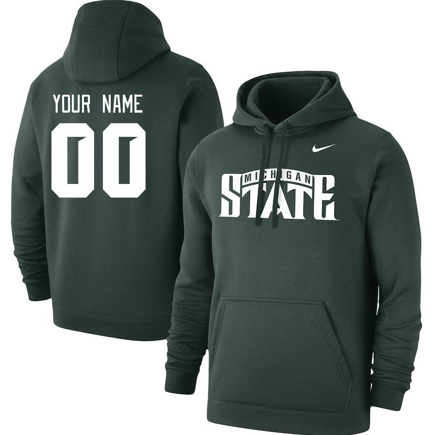 Custom Michigan State Spartans Name And Number College Hoodie-Green - Click Image to Close